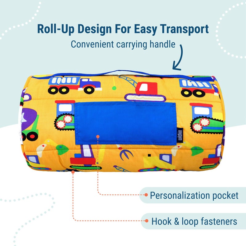 Wildkin Kids Original Nap Mat â€“ Cozy Kids Sleep Mat with Pillow, Ideal for School & Travel - Under Construction - Image 4